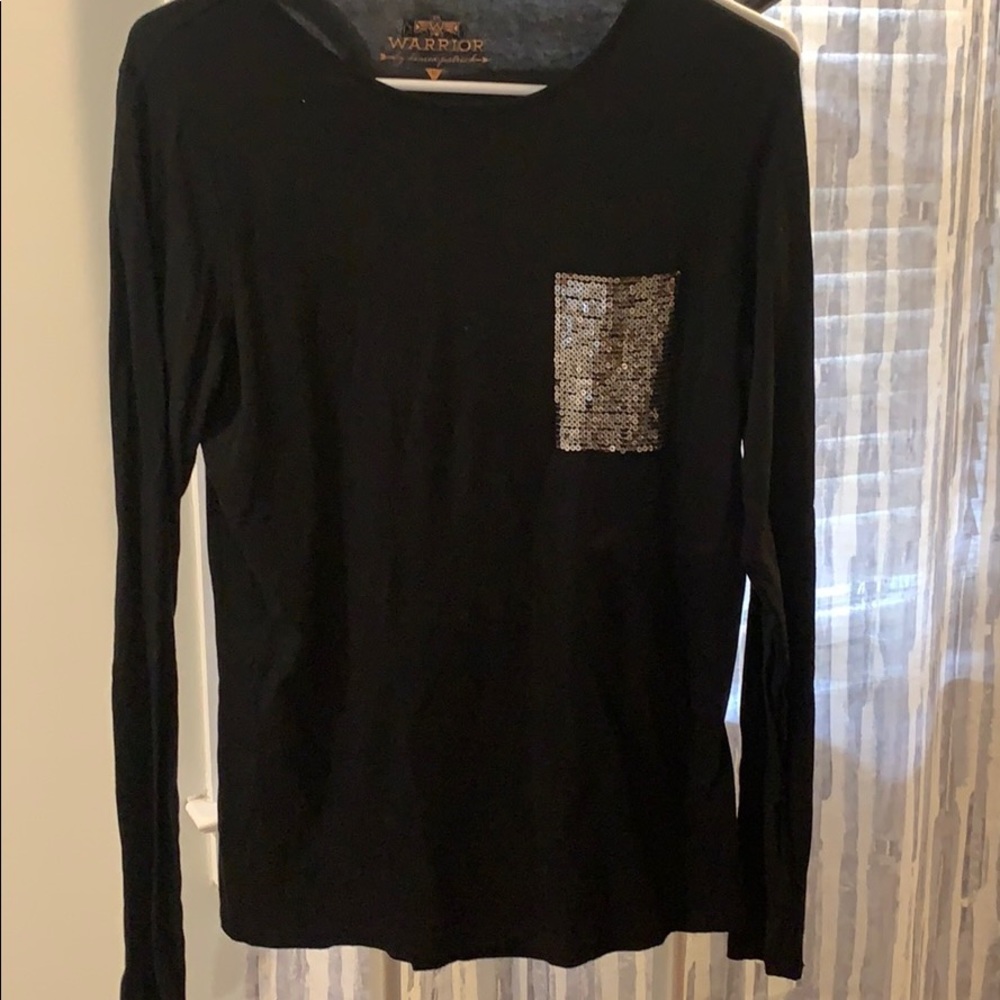 Black long sleeve with sequin pocket